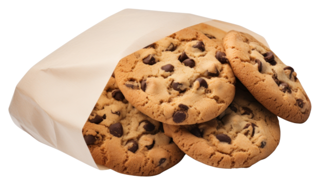 PNG Chocolate chip cookies package food white background confectionery