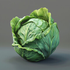 Hand drawn cartoon cabbage illustration 3D (Generative Ai)
