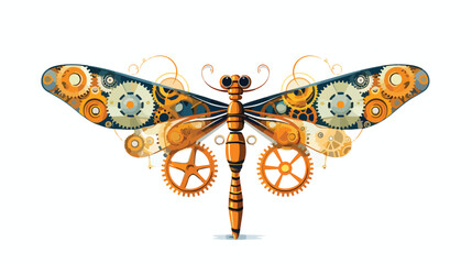 A clockwork dragonfly flitting among the gears flat vector