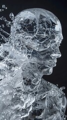 A human figure encased in ice, with a visible, anxious face pressing outwards, portraying the isolation and frozen state of anxiety