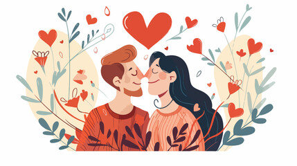 A couple of lovers who are happily together flat vector