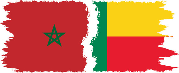 Benin and Morocco grunge flags connection vector