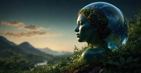Environmental homage Artistic rendering of Mother Earth, commemorating World Environment and Mother Earth Day