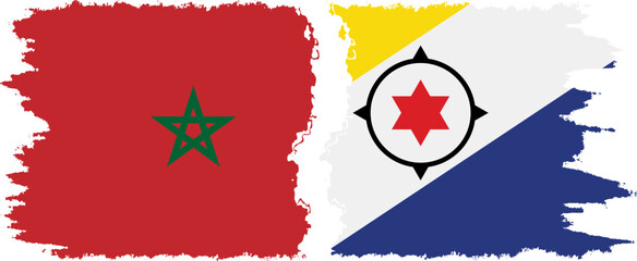 Bonaire and Morocco grunge flags connection vector