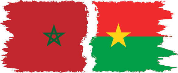 Burkina Faso and Morocco grunge flags connection vector