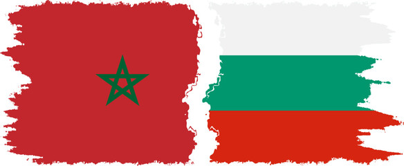 Bulgaria and Morocco grunge flags connection vector