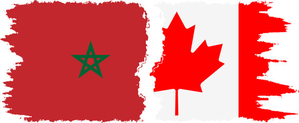 Canada and Morocco grunge flags connection vector