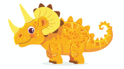 A cute yellow triceratops animal cartoon illustration
