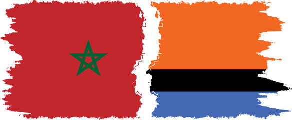 Chagos and Morocco grunge flags connection vector