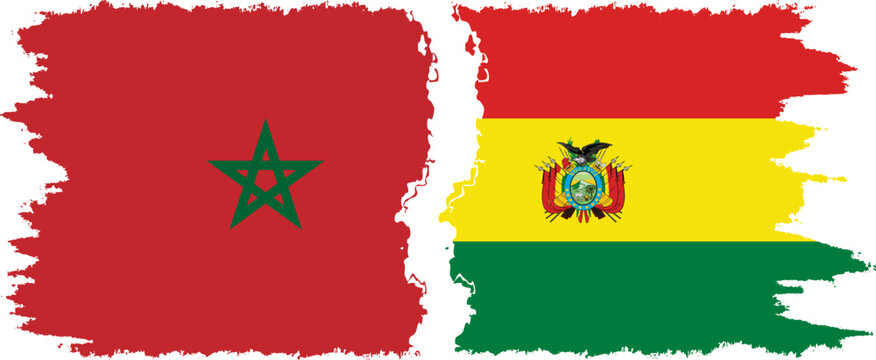 Bolivia and Morocco grunge flags connection vector