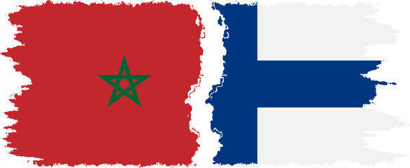 Finland and Morocco grunge flags connection vector