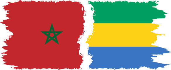 Gabon and Morocco grunge flags connection vector