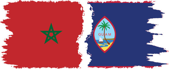 Guam and Morocco grunge flags connection vector