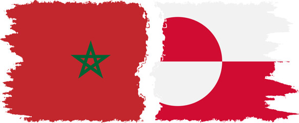 Greenland and Morocco grunge flags connection vector
