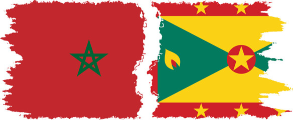 Grenada and Morocco grunge flags connection vector
