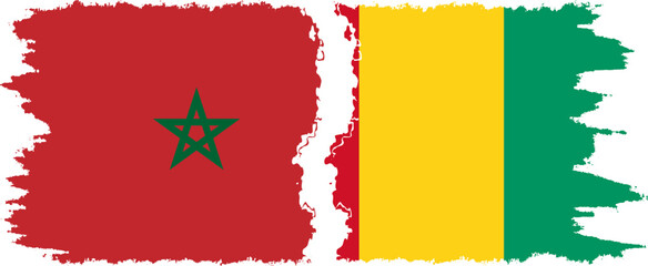 Guinea and Morocco grunge flags connection vector