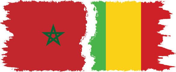 Mali and Morocco grunge flags connection vector
