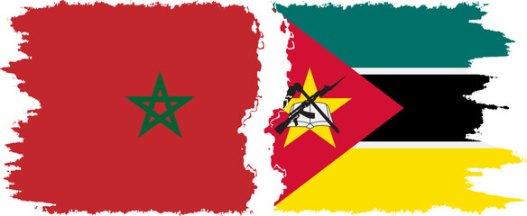 Mozambique and Morocco grunge flags connection vector