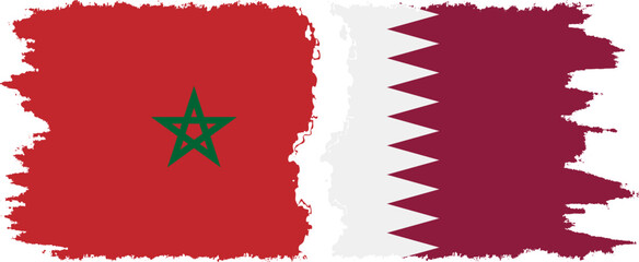 Qatar and Morocco grunge flags connection vector