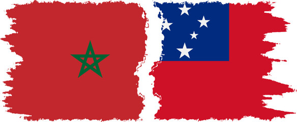 Independent State and Morocco grunge flags connection vector