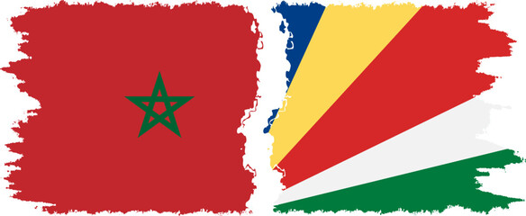 Seychelles and Morocco grunge flags connection vector