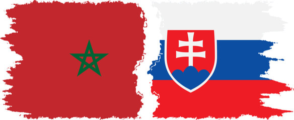 Slovakia and Morocco grunge flags connection vector