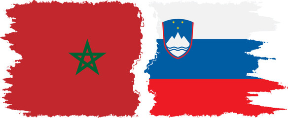 Slovenia and Morocco grunge flags connection vector
