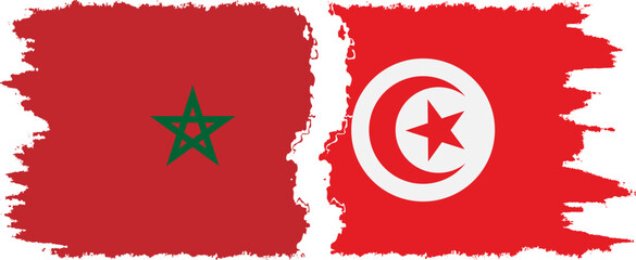 Tunisia and Morocco grunge flags connection vector
