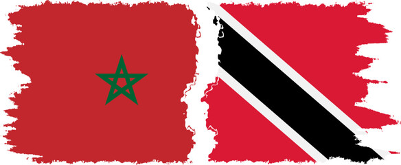 Trinidad and Tobago and Morocco grunge flags connection vector