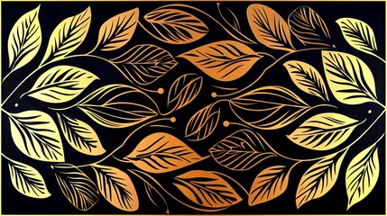 Gold leaves on black background.