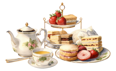 PNG English afternoon tea brunch teapot saucer