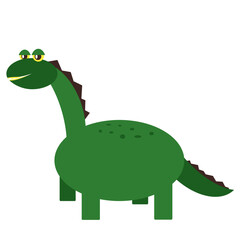 Green dinosaur with a long neck. Dinosaur with big eyes. Dinosaur