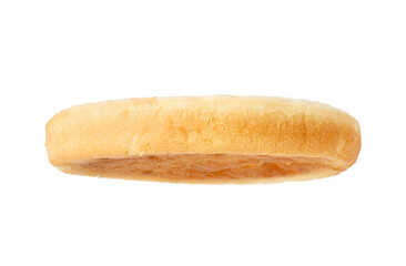 Half of fresh burger bun isolated on white
