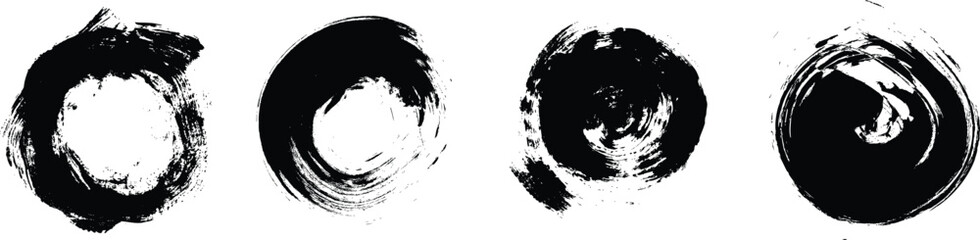 black scribles - circles, spheres and doodles. Set of bright backgrounds for abstract design 