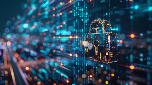 Digital Security Concept With Glowing Padlock Icon