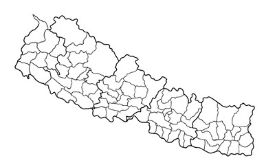 Map of Nepal, Nepal map, new Nepal map, line draw nepal map