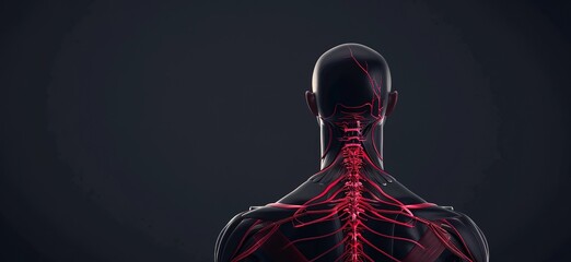 Illuminated Anatomy: Detailed visualization of the human spine and muscular structure in bright light