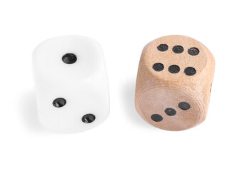 Two dices isolated on white. Game cubes