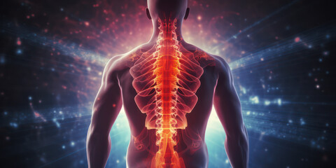 illustration shows a person is having back pain issue because of the spinal cord problem 