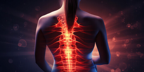 illustration shows a person is having back pain issue because of the spinal cord problem 