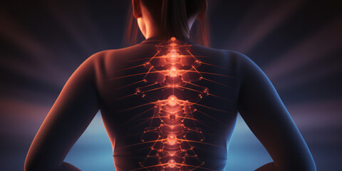 illustration shows a person is having back pain issue because of the spinal cord problem 