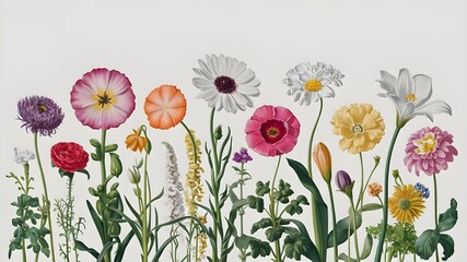 flowers on a white background