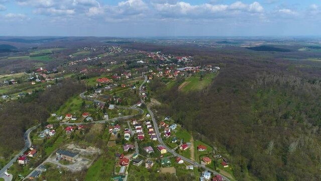 Panorama Of Houses On The Hill Budy Male Przemysl Wzgorze Aerial View Poland