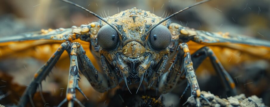 Cleg fly up close, detailed in its natural environment
