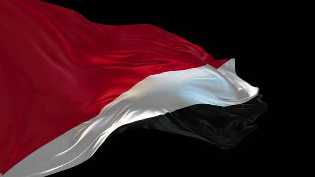 3d animation of the national flag of Sealand Principality waving in the wind.