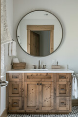 rustic farmhouse style decoration in the wooden  bathroom sink  design 