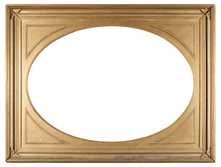 Large picture frame with an oval cutout in the center on a transparent background, in PNG format.