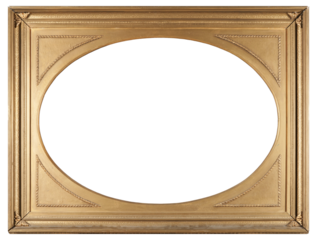 Large picture frame with an oval cutout in the center on a transparent background, in PNG format.