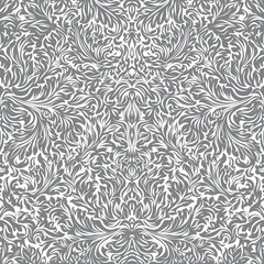 Seamless vector floral pattern with detailed stylized leaves and stylish curls.