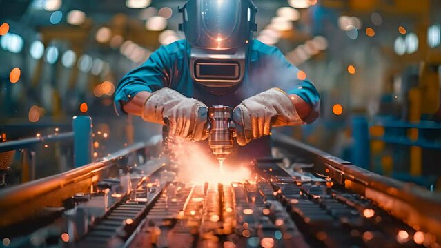 a welder in a factory.generative ai